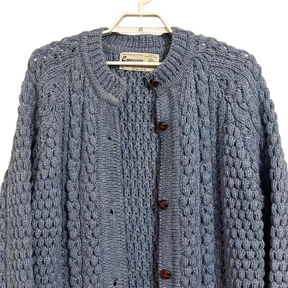 Vintage Ewe Care Wool Made In Ireland Cardigan Oversized Grandpa Sweater - Picture 2 of 8